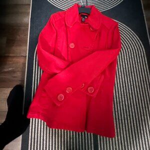 H&M Bright Red Pea Coat Jacket – Women’s Size 12 (EUR 42)